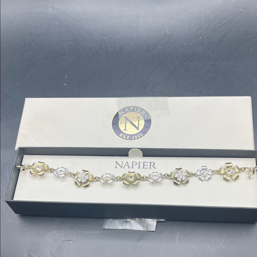 Napier vintage  Two-Tone Floral Link Bracelet - Gold & Silver Accents